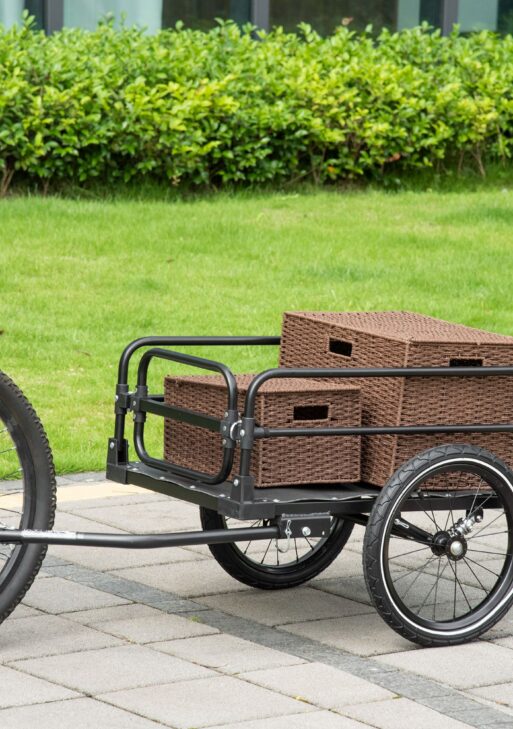 Bike Cargo Trailer Bike Wagon Bicycle Trailer with Suspension, Triple Safety Features, 16'' Wheels, 88 lbs Max Load