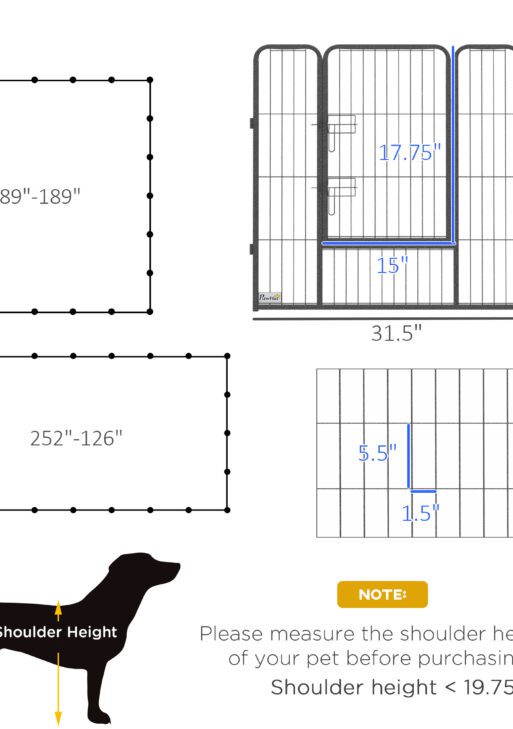 24 Panel Dog Playpen for Small and Medium Dogs with Lockable Door, 15.7' x 15.7' x 2.6'