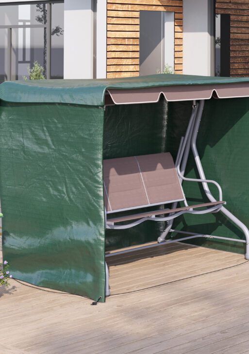 3-Seater Patio Swing Cover, Outdoor Garden Furniture Protection Hammock Cover Waterproof 85" X 61" X 59", Dark Green