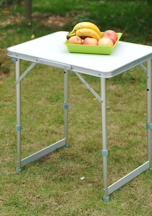 23" Portable Camping Table with Faucet Aluminum Lightweight Portable Folding Easy Clean Camping Table with Carrying Handle