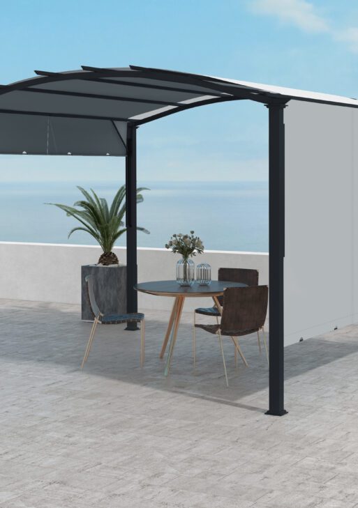 11' x 11' Outdoor Retractable Pergola with Canopy for Backyard, Gray