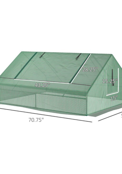 71" x 55" x 32" Mini Greenhouse, Small Green House, Garden Planting Shed, Outdoor Flower Planter Warm House with Zipper Windows and Door, Green