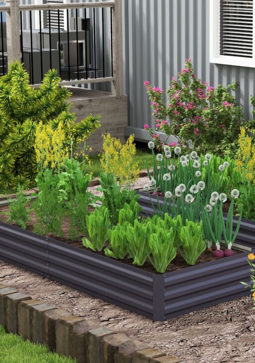 95" x 36" x 12" Galvanized Raised Garden Bed, Easy DIY and Cleaning for Growing Flowers, Herbs, Succulents, Gray