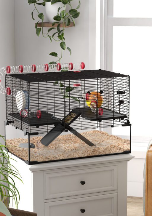 31" Hamster Cage with Tube and Tunnel, Deep Glass Bottom