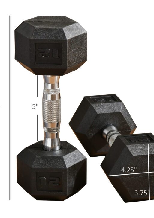 Hex Rubber Dumbbell Set for No Rolling