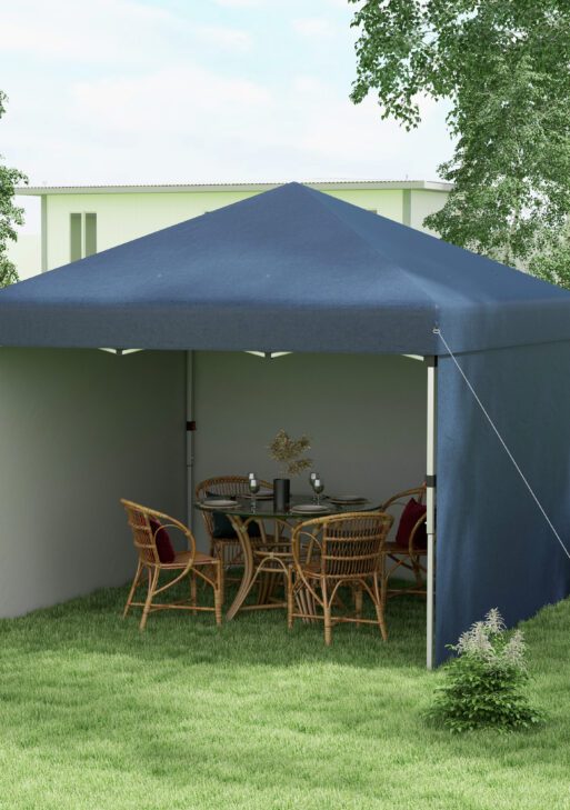 10' x 10' Pop Up Canopy with Sidewalls, Weight Bags and Carry Bag, Height Adjustable Tent for Parties, Navy