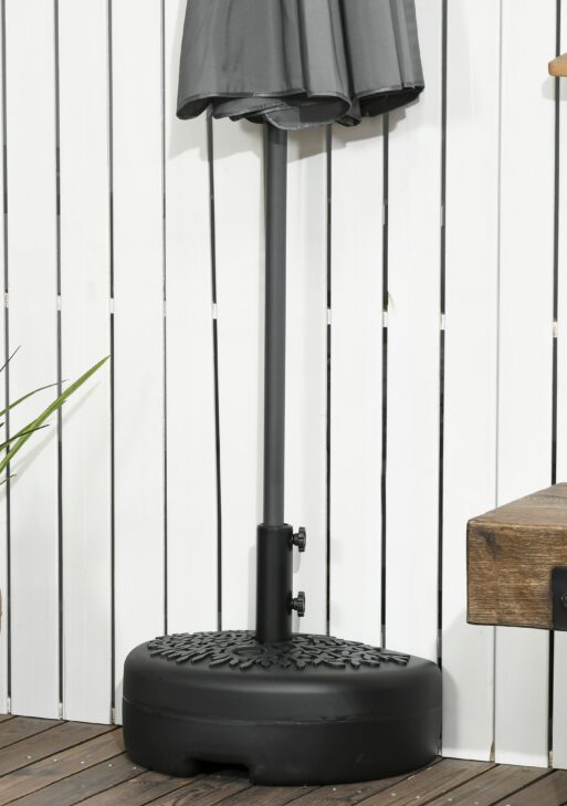 Half Round Umbrella Base, Sand or Water Filled Half Patio Umbrella Stand Holder for Lawn, Deck, Backyard and Garden, 40lb Capacity Water or 46lb Capacity Sand, Fit 1.5"or 2" Pole, Black