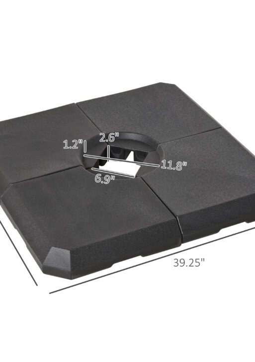 4-Piece Heavy Duty Cantilever Offset Umbrella Stand Base Weight, 264 lb. Capacity, Easy to Fill with Water or Sand