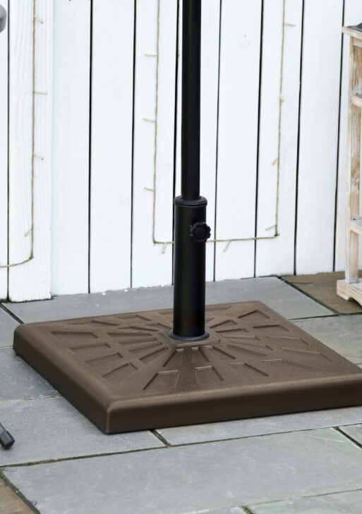 42lbs Resin Patio Umbrella Base, 20" Square Outdoor Umbrella Stand Holder for Parasol Poles 1.26", 1.5", and 1.9" Dia, Brown