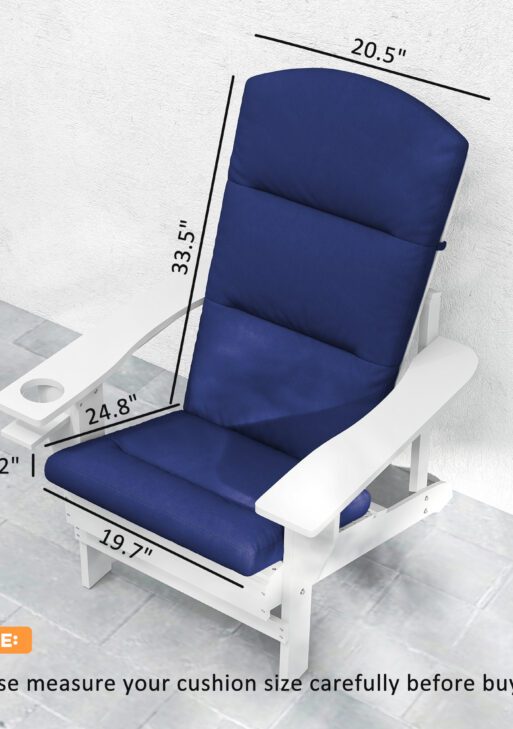 Outdoor Chair Cushions for Adirondack Chair, Replacement Cushions with Ties, Seat & Back Cushion, Blue