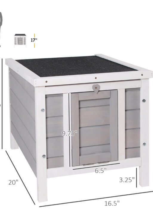 Small Wooden Rabbit Hutch Bunny Cage Guinea Pig Cage Duck House Dog House with Openable & Waterproof Roof, for Rabbits, Chickens, Ducks, Gray