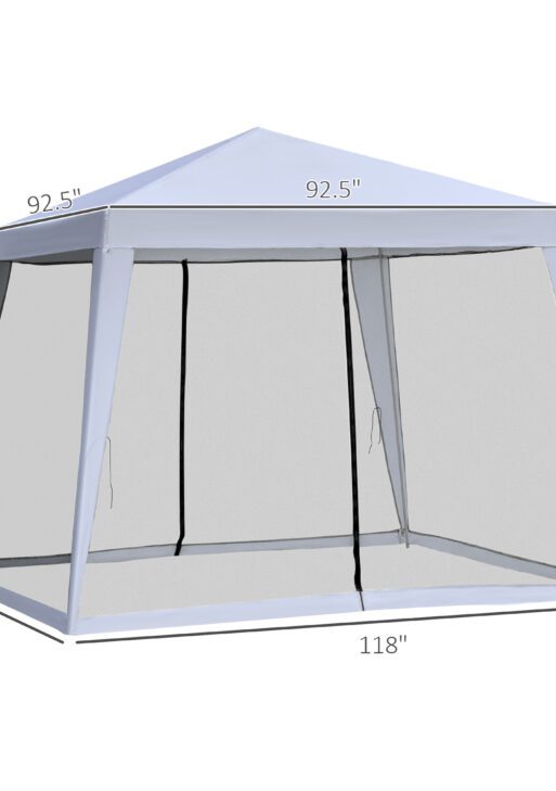 10'x10' Outdoor Canopy Tent, Slant Leg Sun Shelter with Mesh Sidewalls, Patio Tents for Parties, Grey