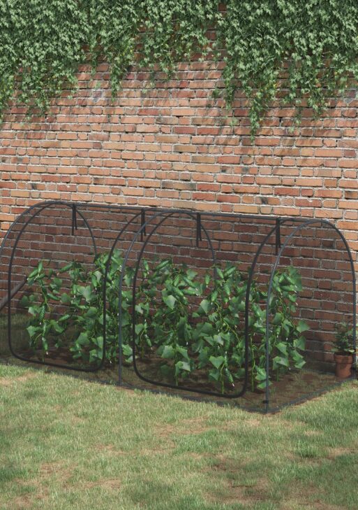 8' x 4' Crop Cage, Plant Protection Tent with Two Zippered Doors, Storage Bag and 4 Ground Stakes, for Garden, Yard, Lawn, Black