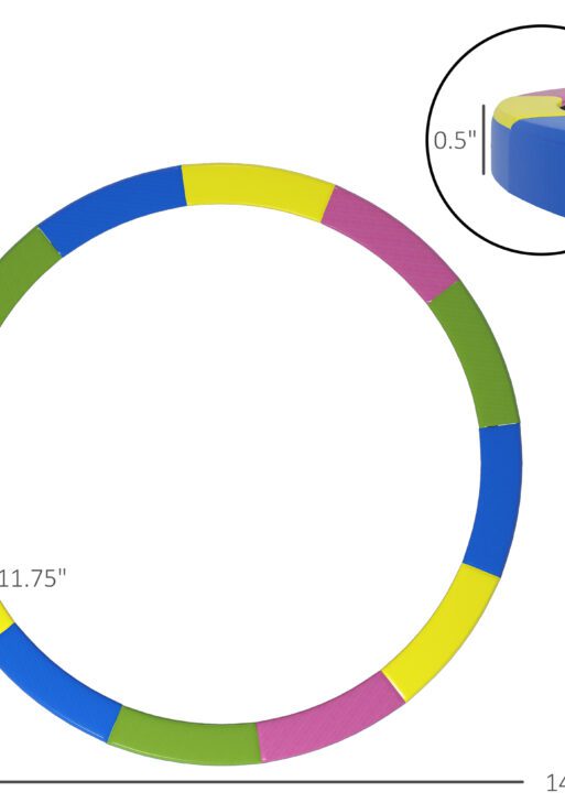 12FT Trampoline Spring Cover, Safety Trampoline Pad Replacement, Waterproof and Tear Resistant, All Weather Trampoline Accessories, Multi Color