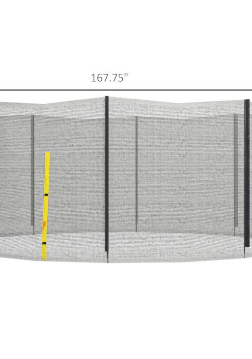 Trampoline Safety Net for 14ft Round Trampoline with 8 Straight Poles Poles Not Included, Weather Resistant Trampoline Net Replacement Enclosure with Yellow Zippered Entrance, Yellow