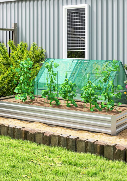 95" x 36" x 12" Galvanized Raised Garden Bed, Easy DIY and Cleaning for Growing Flowers, Herbs, Succulents, Silver