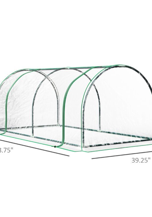 7' L x 3' W x 2.5' H Portable Tunnel Greenhouse for Outdoor Garden Hot House with 4 Zippered Doors, PVC Cover