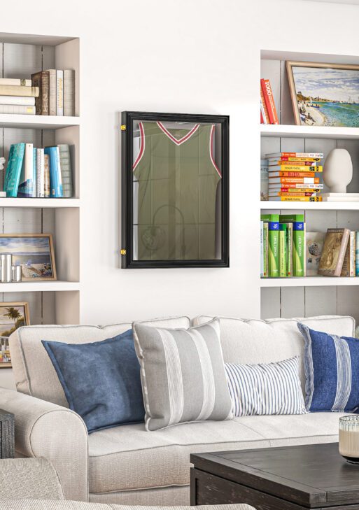 24" x 32" Acrylic Shadow Box Frame, UV-Resistant Jersey Display Case with T-shirt Hanger and 2 Keys, Black