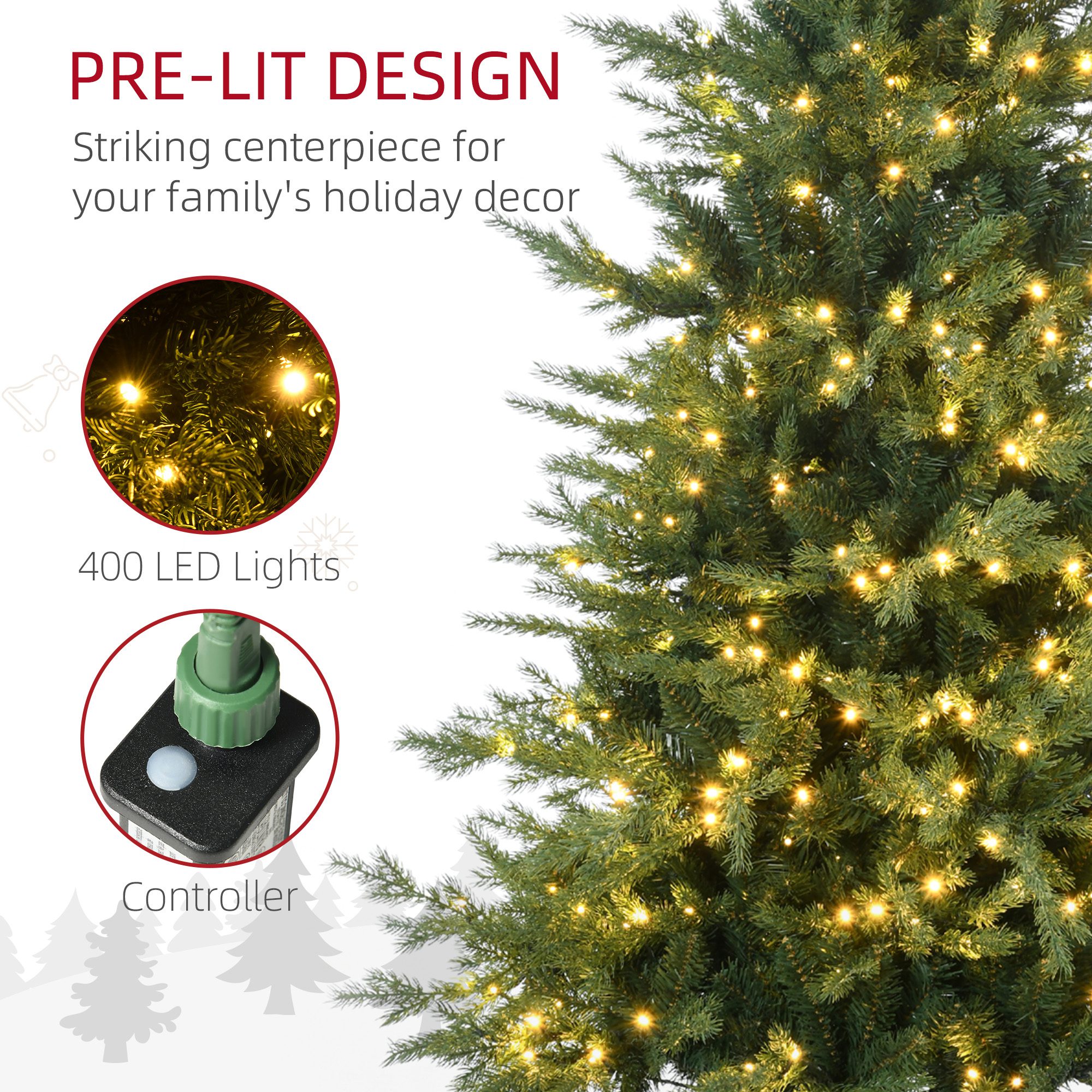 6' Artificial Prelit Christmas Trees Holiday Decor with Warm White LED Lights, Auto Open, 8 Light Modes - Image 4