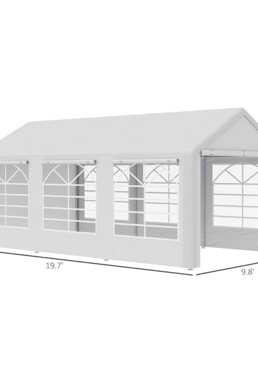 10' x 20' Heavy Duty Party Tent & Carport with Removable Sidewalls and Double Doors, Large Canopy Tent, Sun Shade Shelter, for Parties, Wedding, Outdoor Events, BBQ, White