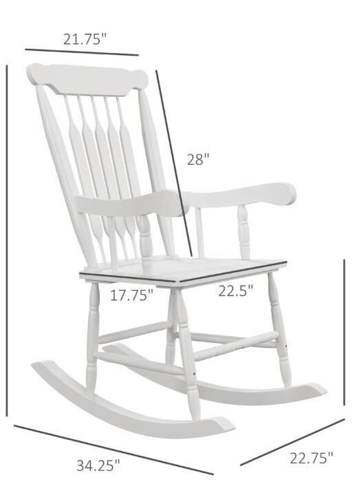 Porch Rocker Chairs Set of 2, 350 lbs. Wooden Outdoor Rocking Chairs with High Back for Garden, Patio, Balcony, White