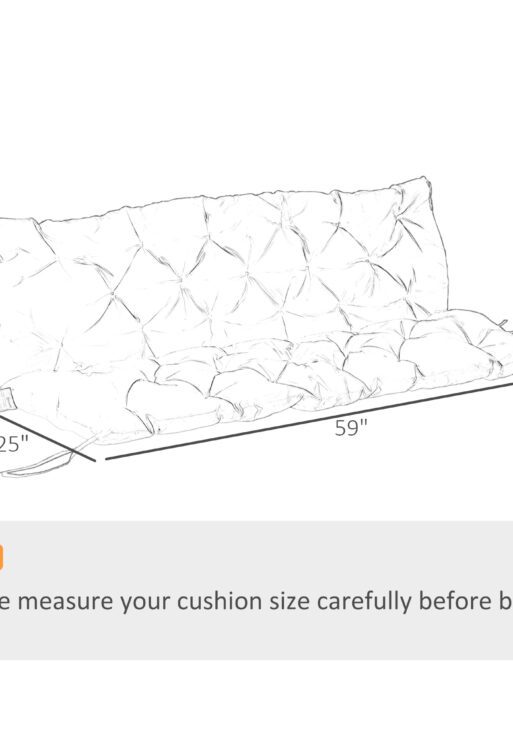 59" x 38" Tufted Bench Cushion for Outdoor Furniture, 3-Seater Replacement for Swing Chair, Patio Sofa/Couch, Black