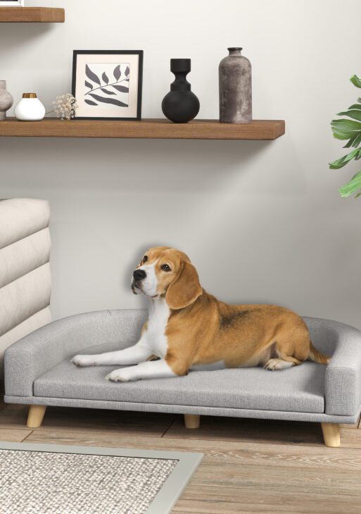Dog Sofa Couch Bed with Washable Cushion for Large Dogs, Cats, Gray