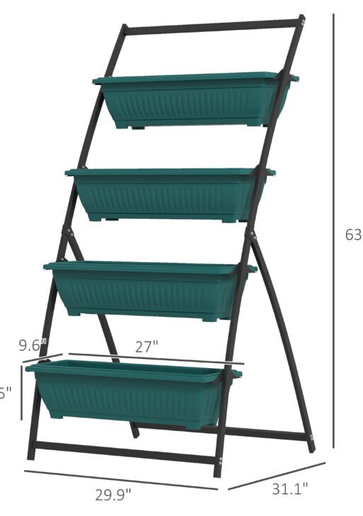 4-Tier Vertical Raised Garden Planter with 4 Boxes, Outdoor Plant Stand Grow Container for Vegetable & Flowers, Green