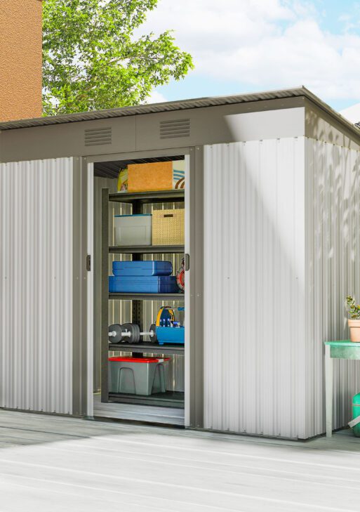 7' x 4' Metal Garden Shed, Backyard Tool Storage Shed with Dual Locking Doors, 2 Air Vents and Steel Frame, Silver