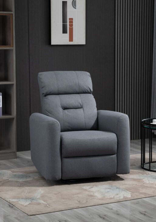 Manual Recliner Swivel Rocker Chair Theater Chair Single Sofa with Linen Fabric for Living Room Bedroom, Grey