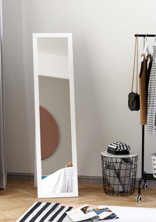 White Full Length Mirror, Freestanding or Wall Mounted for Bedroom, Living Room, Bathroom