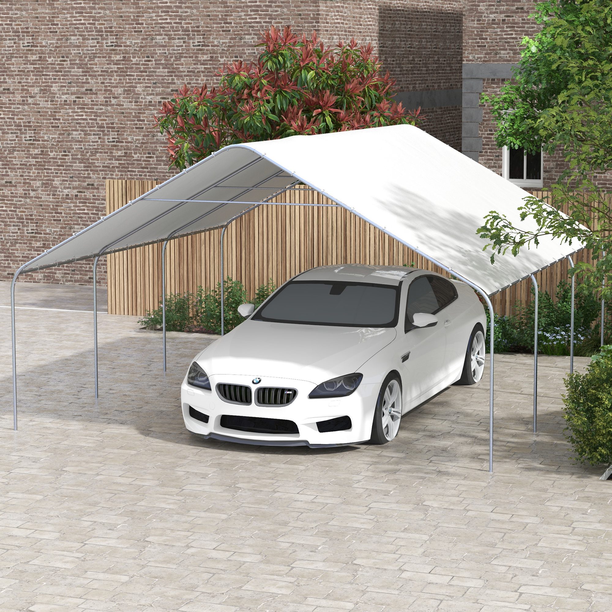 19' x 19.5' Carport, Portable Garage and Patio Canopy Tent, Anti-UV Cover for Car, Truck, Boat, Catering, Wedding
