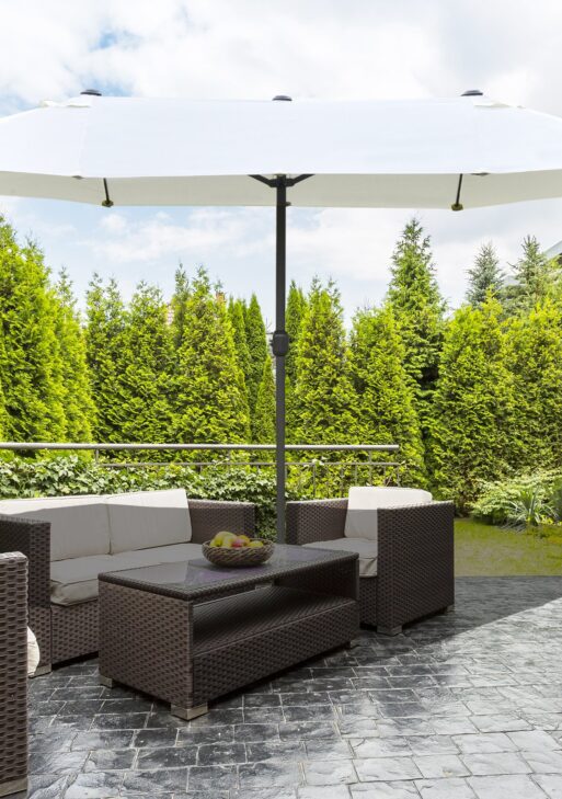 Patio Umbrella 15' Steel Rectangular Outdoor Double Sided Market with base, UV Sun Protection & Easy Crank for Deck Pool Patio, Beige