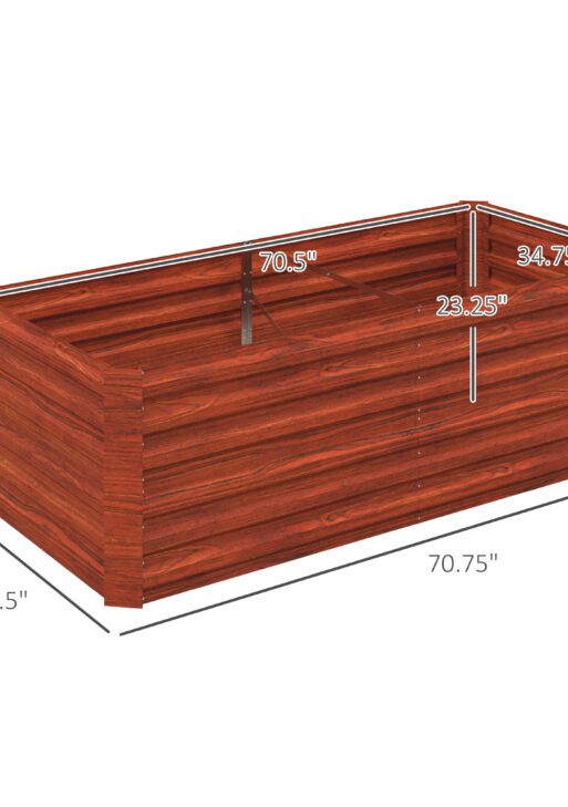 Galvanized Raised Garden Bed, Steel Outdoor Planters with Reinforced Rods, 71" x 36" x 23", Dark Brown