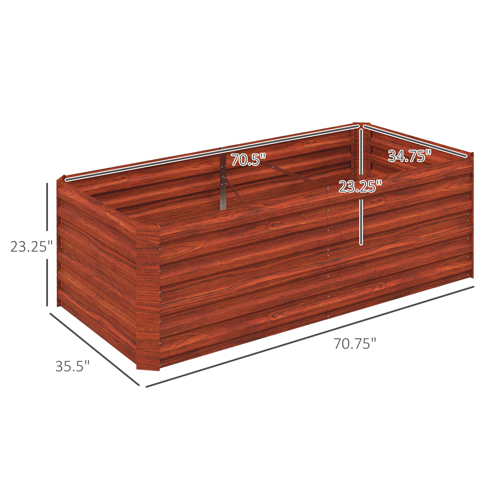 Galvanized Raised Garden Bed, Steel Outdoor Planters with Reinforced Rods, 71" x 36" x 23", Dark Brown - Image 1