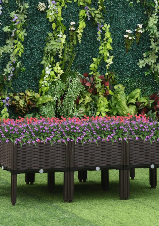 6 Piece Raised Garden Bed with Legs, Planter Box Raised Bed to Grow Flowers, Herbs & Vegetables, Brown