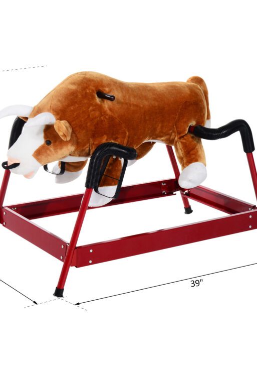 Kids Spring Rocking Horse Rodeo Bull Style with Realistic Sounds for Children over 3 Years Old