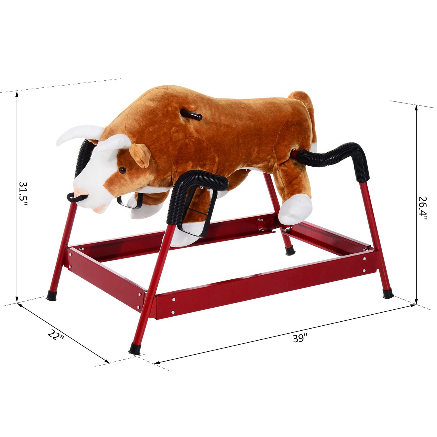 Kids Spring Rocking Horse Rodeo Bull Style with Realistic Sounds for Children over 3 Years Old - Image 1