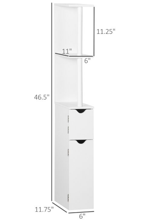 Bathroom Storage Cabinet with Open Shelves, White