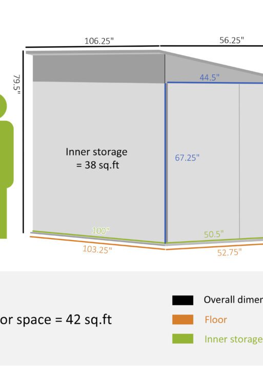 4.6' x 9' Outdoor Storage Shed, Lean to Metal Shed with Foundation Kit, Lockable Doors and Gloves for Patio, Lawn, Gray