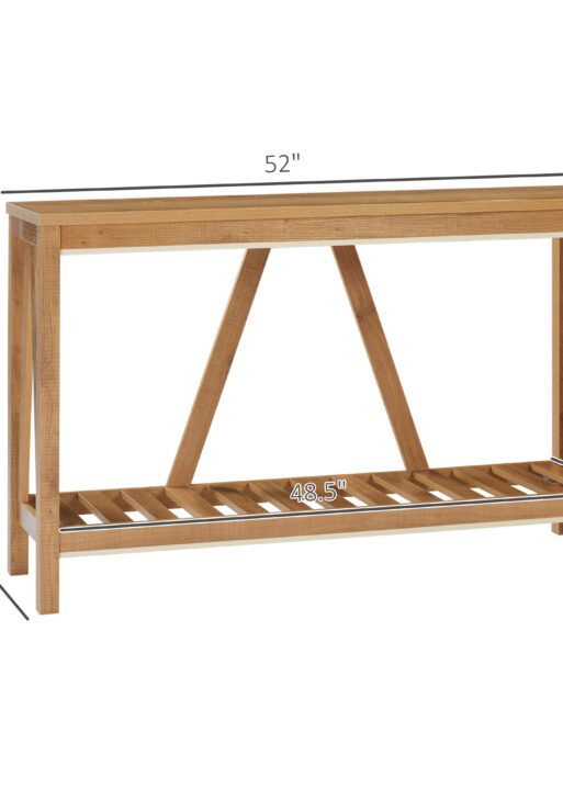 Console Table, Farmhouse Entryway Table with Storage Slatted Shelf, Rustic Sofa Table with Anti-Tipper for Living Room, Hallway, Brown