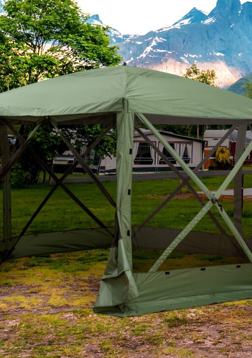 6-Sided Hexagon Pop Up Party Tent Gazebo with Mesh Netting Walls & Shaded Interior, 12' x 12', Green