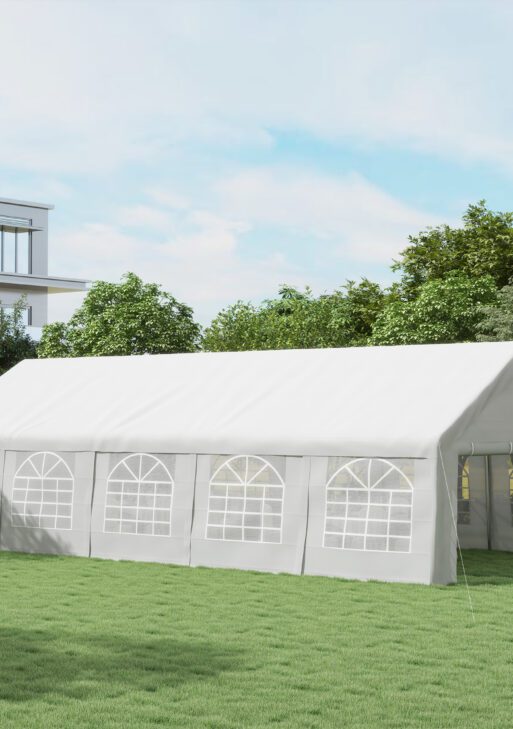 32x16 Outdoor Canopy Tent Heavy Duty Carport Tent with Cathedral Window Design for Party & Wedding, Removable Sidewalls, White