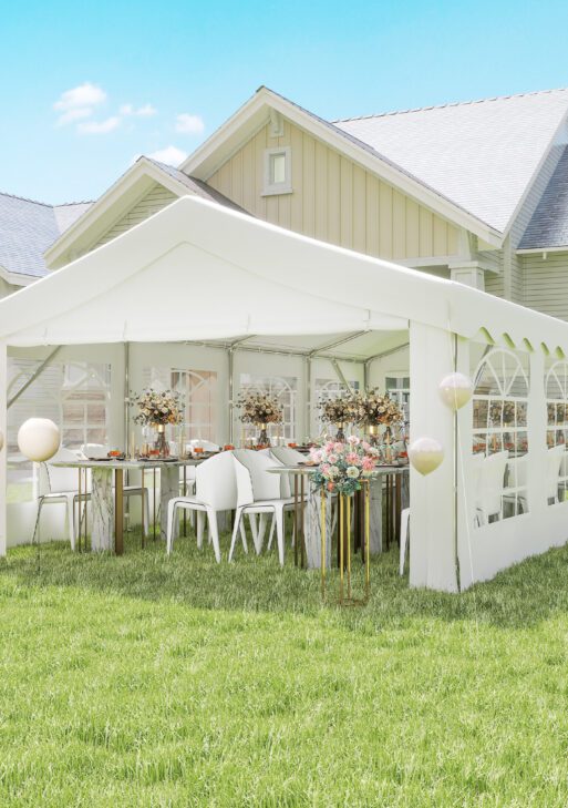 Heavy Duty Party Tent, 13x26 ft Outdoor Wedding Event Shelter, with Removable Sidewalls & Windows, for Family Gatherings, White