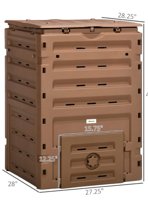 Garden Compost Bin, 120 Gallon (450L) Garden Composter, BPA Free, with 80 Vents and 2 Sliding Doors, Lightweight & Sturdy, Fast Creation of Fertile Soil, Brown