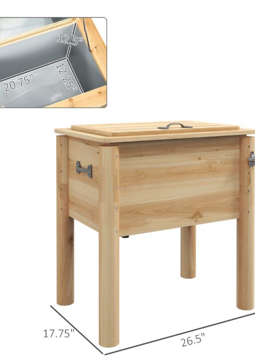 Wooden Outdoor Cooler, Beverage Cooler with Bottle Opener for Backyard Deck Poolside Party, 54 Quart, Natural