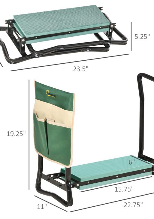 Garden Kneeler Seat Stool Bench Kneeling Pad and 1 Large Side Tool Pouch & Easy Folding Design for Transport & Storage