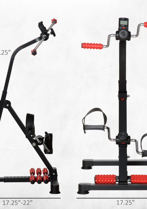 Pedal Exerciser, Hand Arm Knee and Leg Exercise Machine for Seniors, Height-adjustable, with LCD Display and Foot Massage Roller