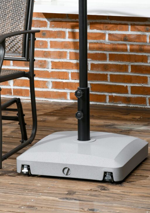 Patio Umbrella Base with Wheels, 53lbs Water or 66lbs Sand Filled, Heavy Duty Outdoor Umbrella Stand Holder, Gray
