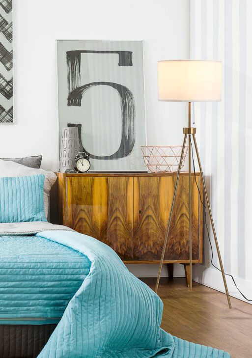 59.75" Tripod Floor Lamp with Pull Chain Standing, Fabric Lampshade E26 Lamp Holder Steel for Living Room, Bedroom, Office, Gold